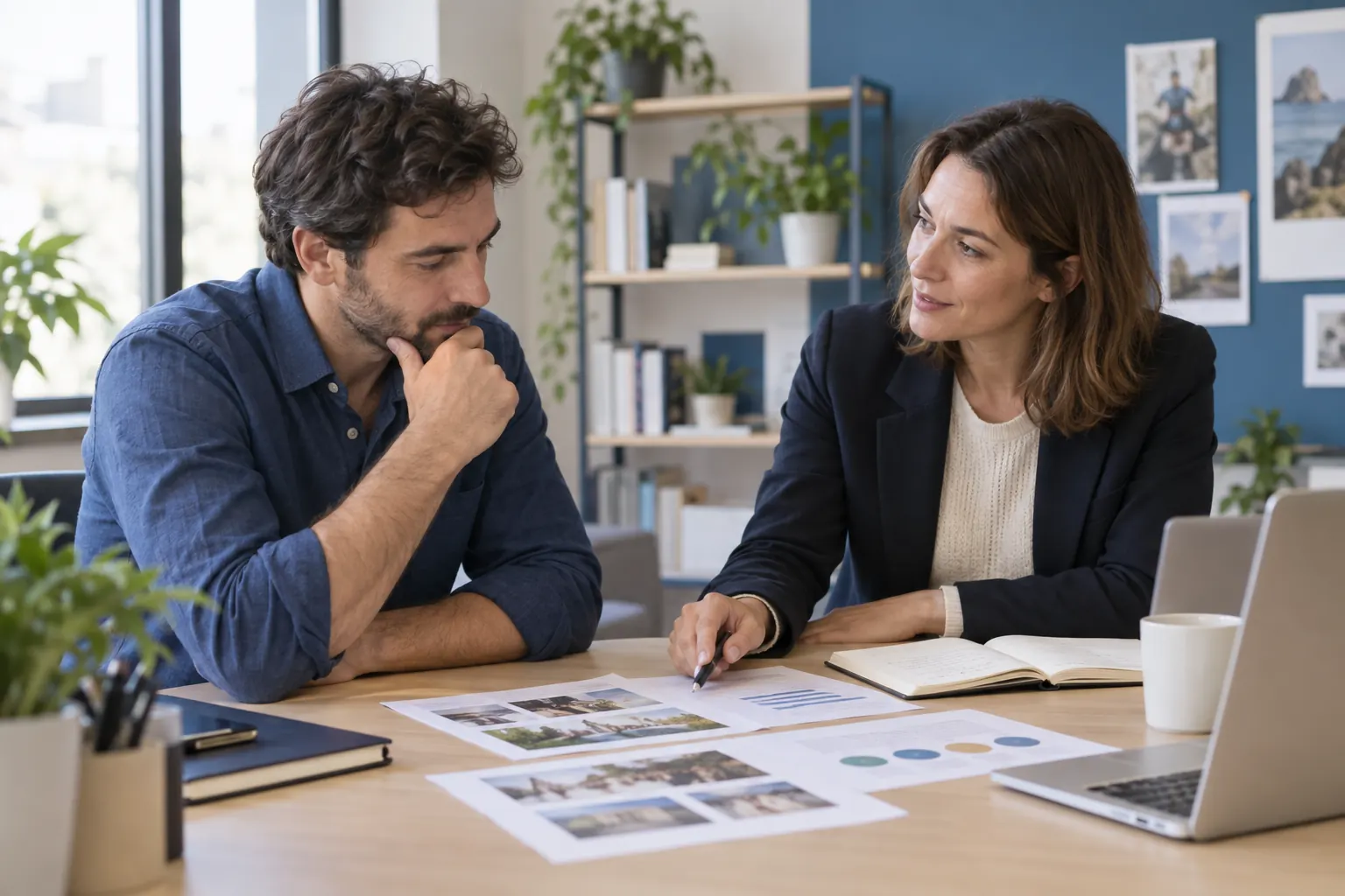 Une personne fait le point sur ses expériences professionnelles avec une conseillère