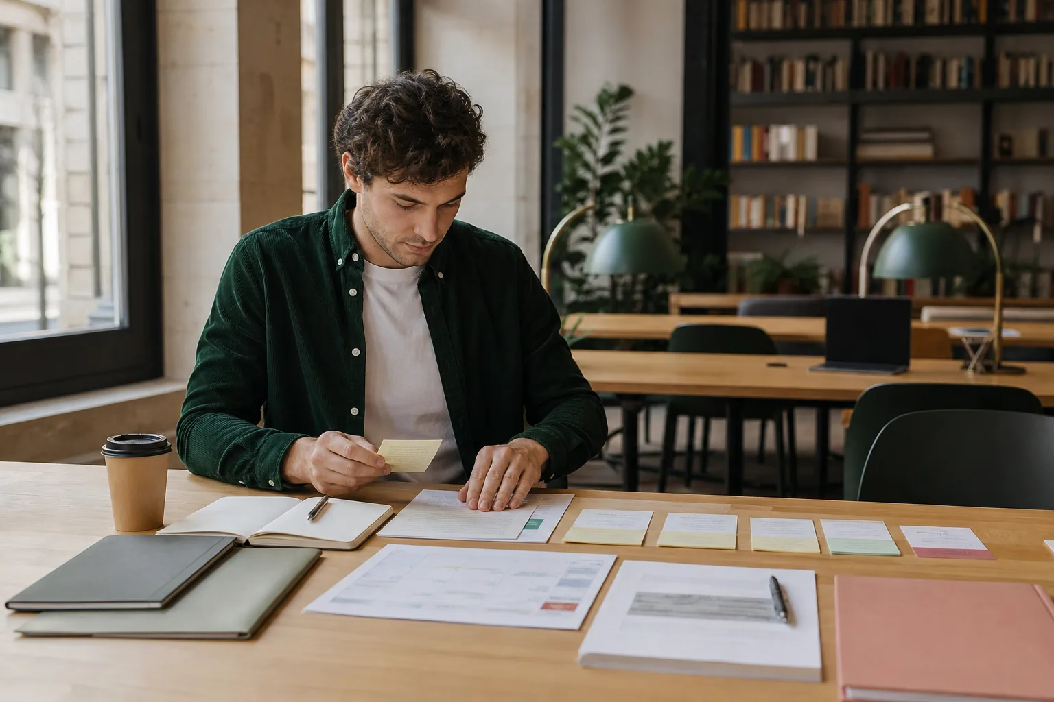 Une personne organise les étapes de sa recherche d’emploi.